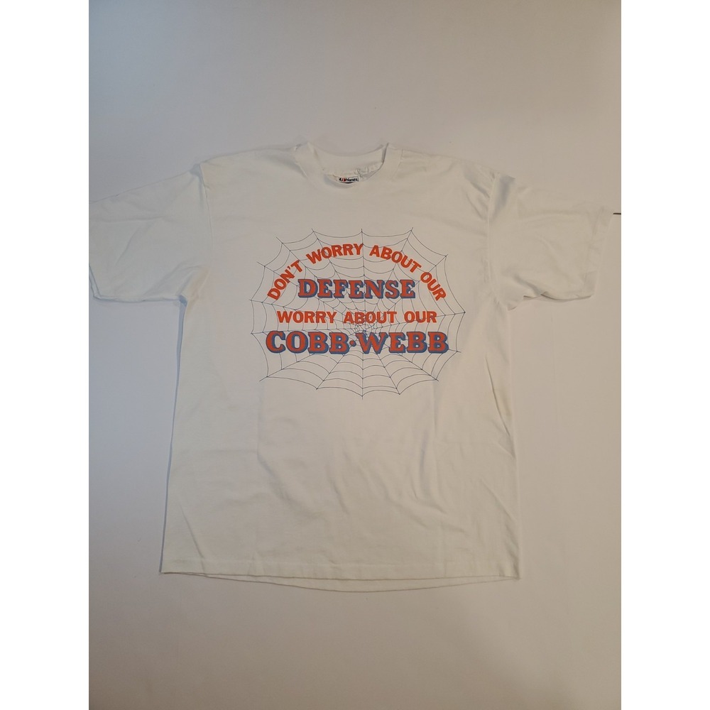 Rare Vtg 1989 Cobb-Webb Defense Graphic T-Shirt XL Single Stitch *Stained*